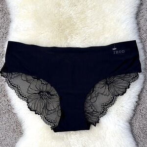 NWOT IZOD Women's Black Panties with Lace Detail